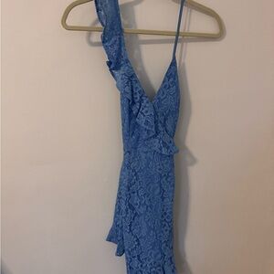 Lovers + Friends Blue Lace One-Shoulder Dress